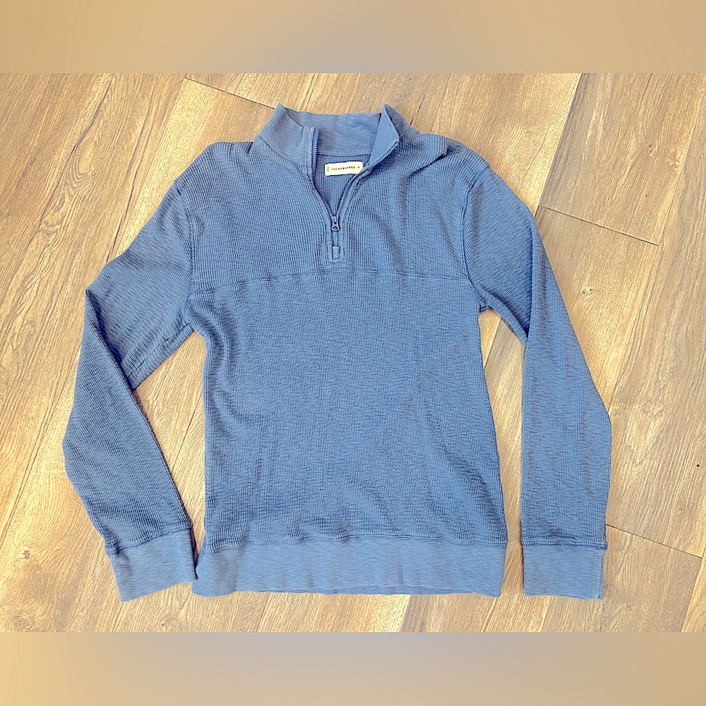 Men’s Lucky Brand Cotton Zip Pullover Blue Medium